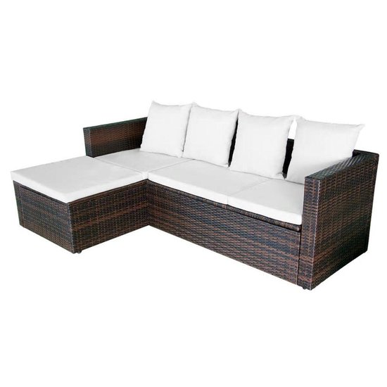 Vidaxl 4-delige Loungeset Met Kussens Poly Rattan - Bruin