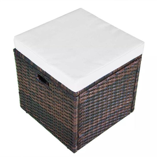 Vidaxl 4-delige Loungeset Met Kussens Poly Rattan - Bruin