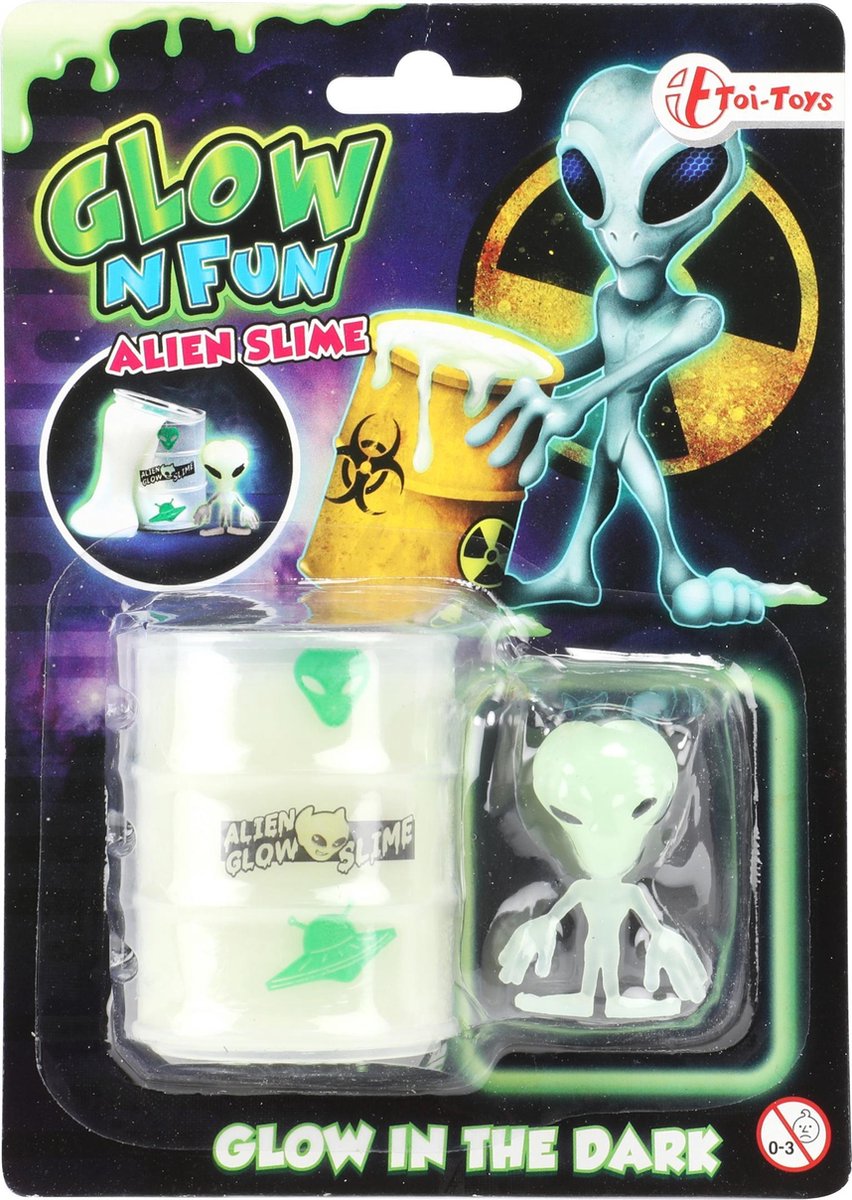Toi-Toys Toi Toys slijm glow in the dark junior siliconen wit 2 delig