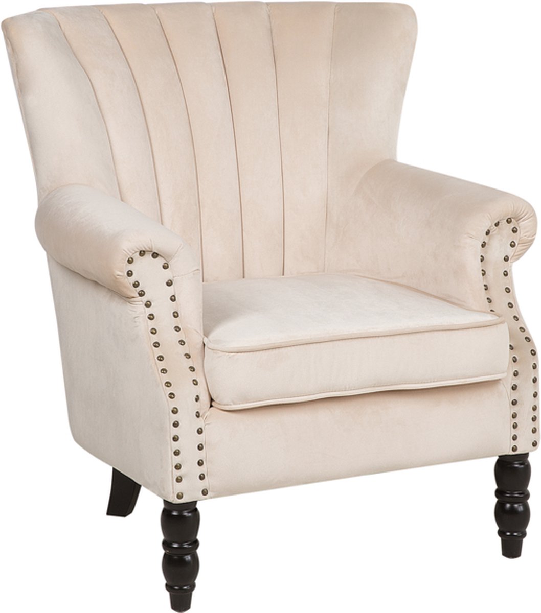 Beliani Svedala Fauteuil Fluweel 77 X 77 Cm - Beige