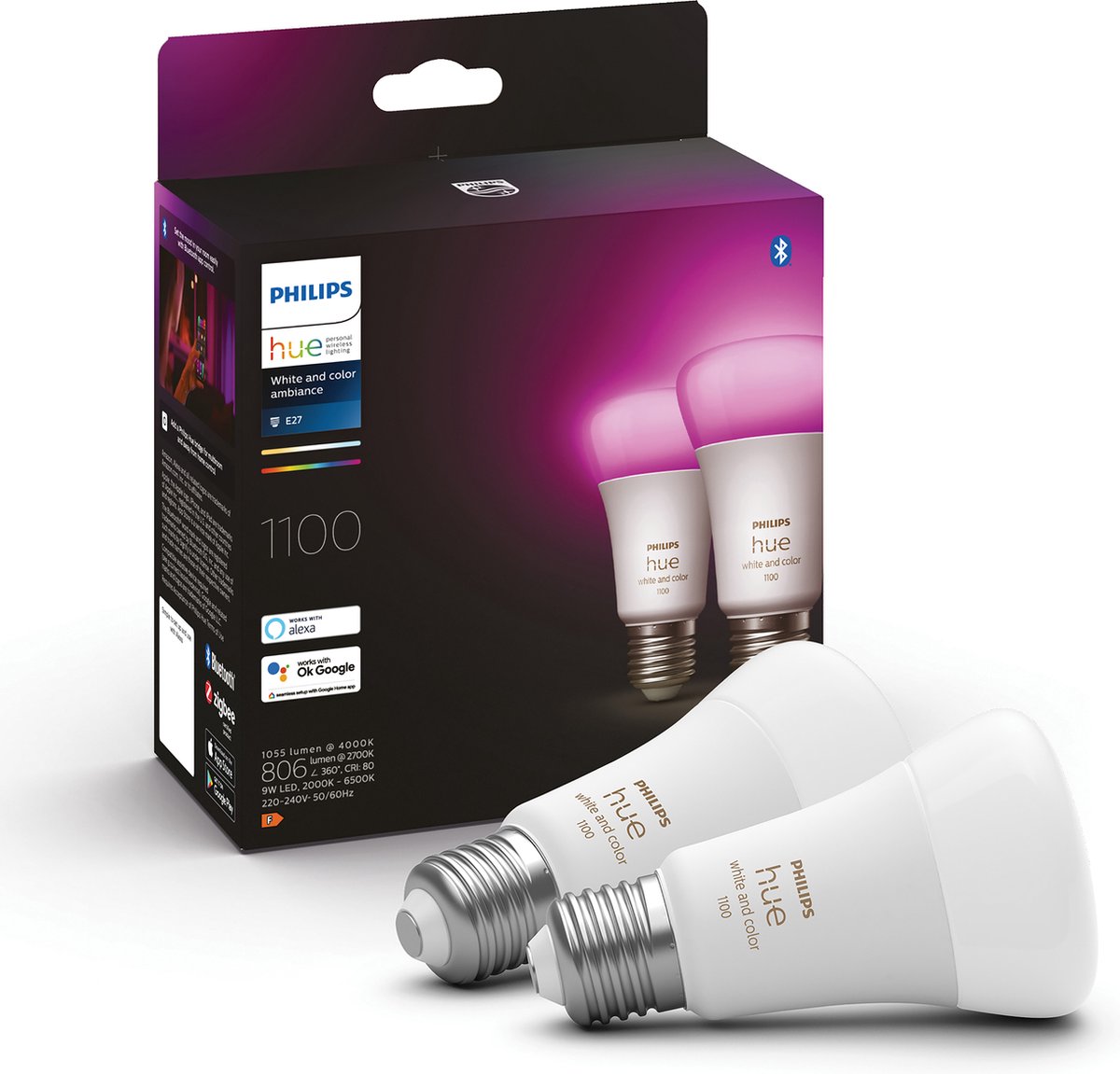 Philips White & Color E27 10.5W Duo pack