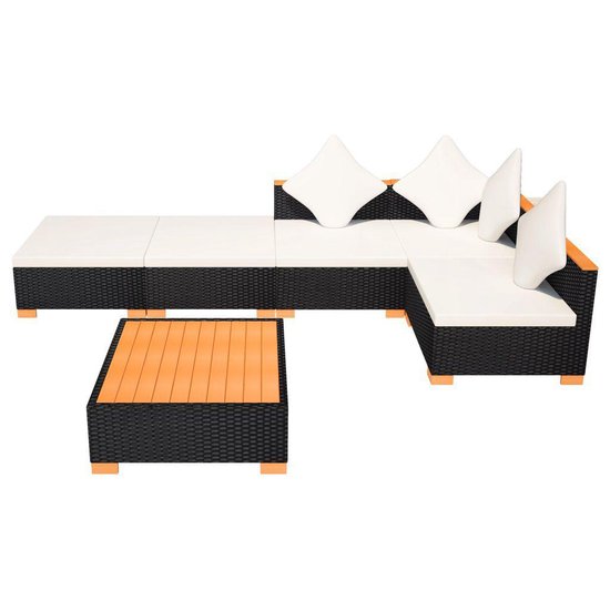 Vidaxl 6-delige Loungeset Met Kussens Poly Rattan - Zwart