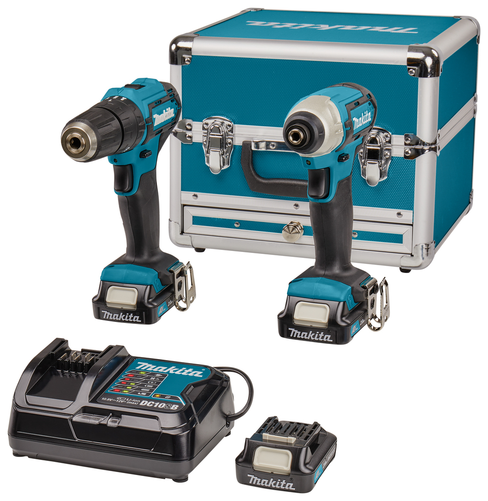 Makita CLX228SAX2 | Combiset | 12 V Max | (klop)boren en (slag)schroeven | Set | 2,0 Ah | in aluminium koffer met accessoires