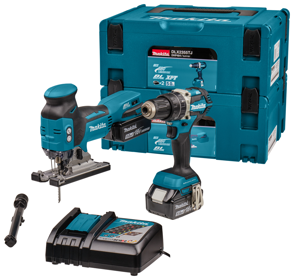 Makita DLX2355TJ | Combiset | 18 V Max | boor- en schroefwerk en zagen | Set | 5,0 Ah | in Mbox