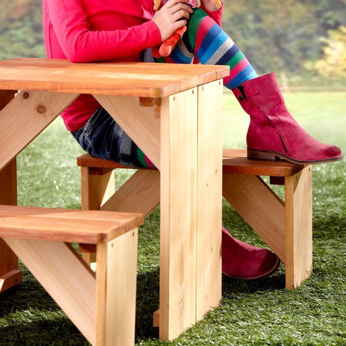 axi picknicktafel ZidZed 45 x 80 x 45 cm blank - Bruin