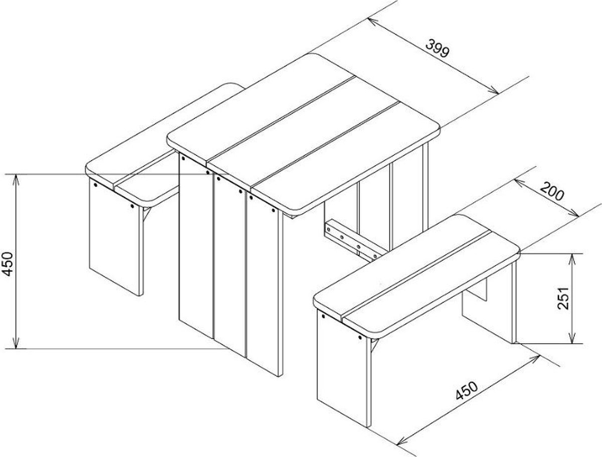 axi picknicktafel ZidZed 45 x 80 x 45 cm blank - Bruin