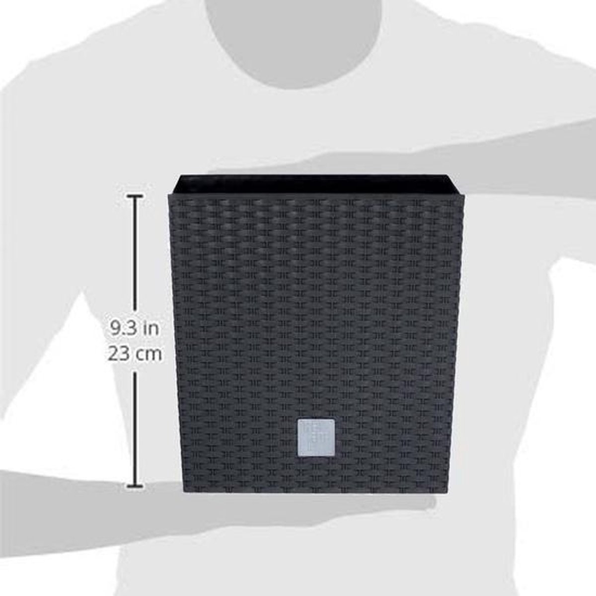 Kunststof Rato Rotan Bloempot/plantenpot Met Binnenpot Antraciet 22 Cm - Plantenbakken - Grijs