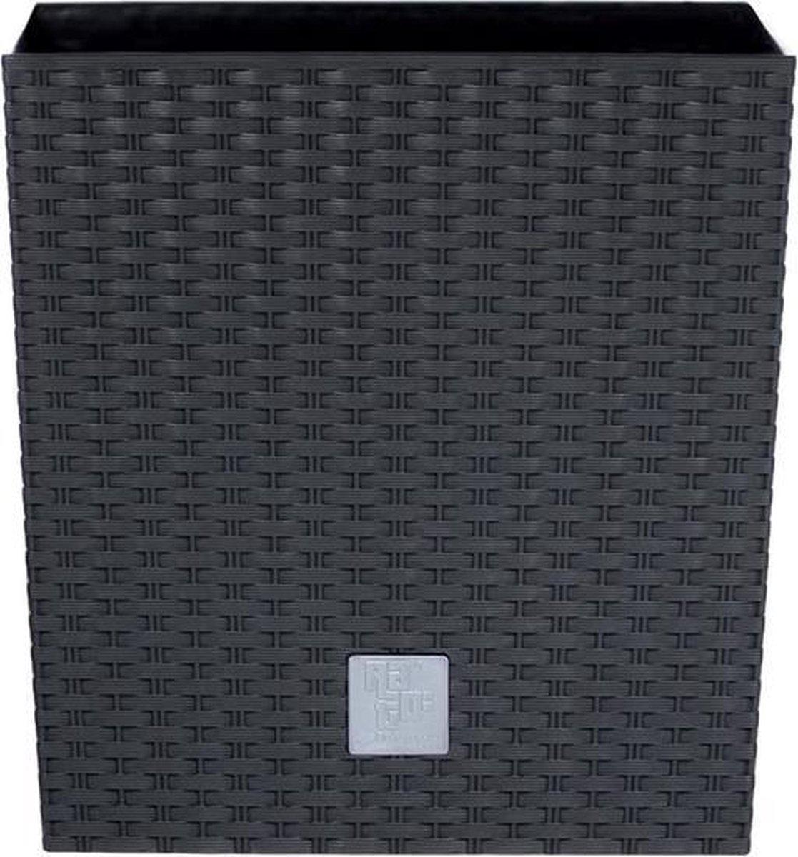 Kunststof Rato Rotan Bloempot/plantenpot Met Binnenpot Antraciet 22 Cm - Plantenbakken - Grijs