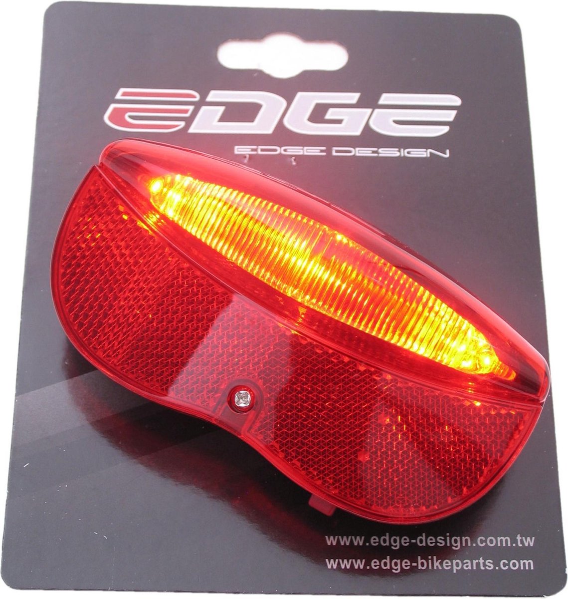 Dragerachterlicht Edge City Luxe - 3 Leds Inclusief Batterijen - 80mm