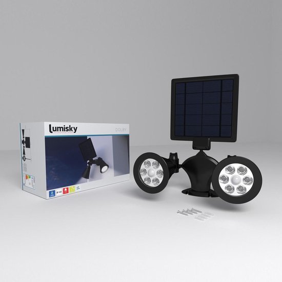 Lumisky Dubbele Solar Spotlight Led Buitenverlichting Dolby - Zwart