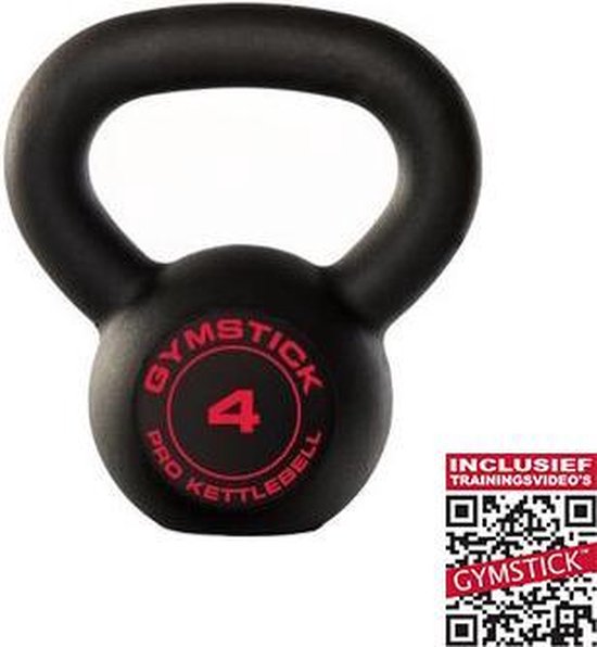 Gymstick Pro Neopreen Kettlebell Met Online Trainingsvideo's - 4kg - Zwart