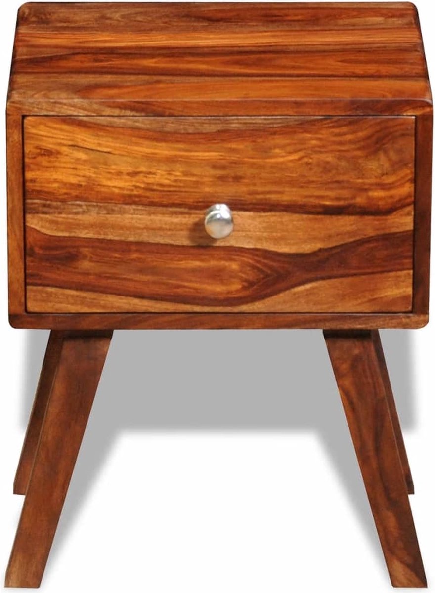 Vidaxl Nachtkastje Met 1 Lade 55 Cm Massief Sheeshamhout - Bruin