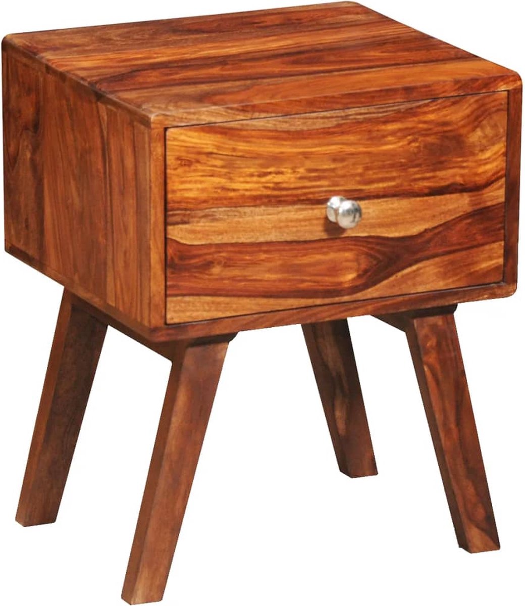 Vidaxl Nachtkastje Met 1 Lade 55 Cm Massief Sheeshamhout - Bruin