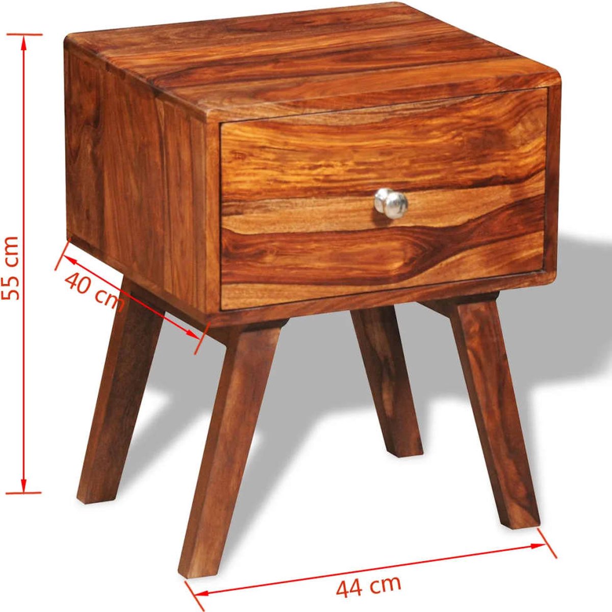 Vidaxl Nachtkastje Met 1 Lade 55 Cm Massief Sheeshamhout - Bruin