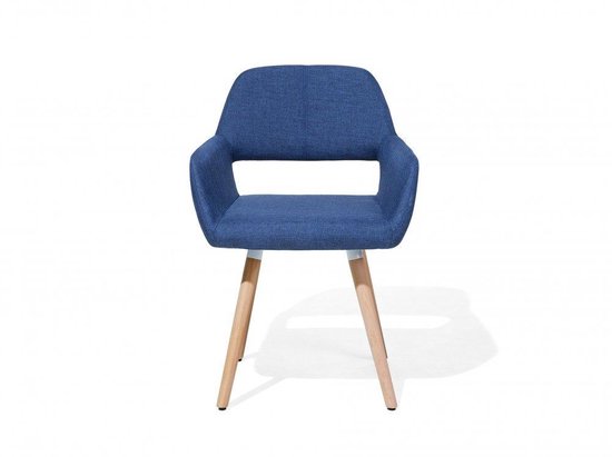 Beliani Chicago Eetkamerstoel Set Van 2 Polyester 56 X 44 Cm - Blauw