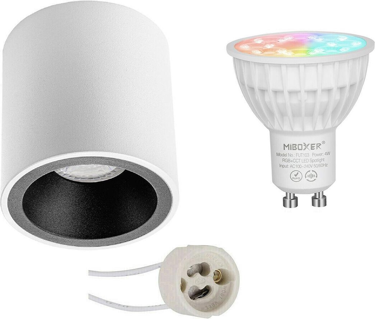 Mi-light - Opbouwspot Set Gu10 - Smart Led - Wifi Led - Slimme Led - 4w - Rgb+cct - Aanpasbare Kleur - Dimbaar - Pragmi - Zwart