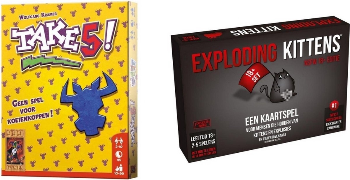 999Games Spellenbundel - Kaartspellen - 2 Stuks - Take 5! & Exploding Kittens Nsfw