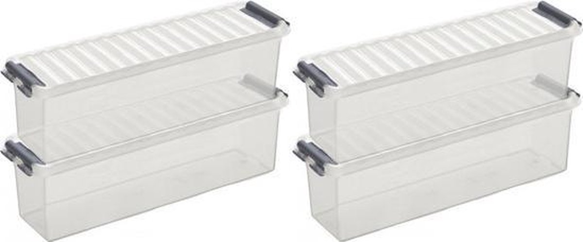 12x Kunststof Stapelbare Opbergbak 1,3 Liter 27 X 8,4 X 9 Cm - Opbergbox