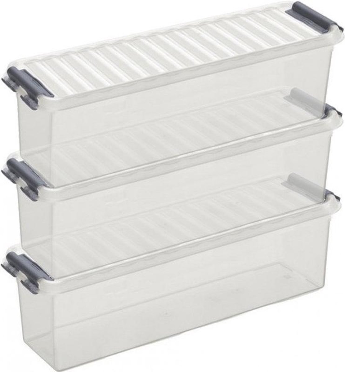 3x Kunststof Stapelbare Opbergbak 1,3 Liter 27 X 8,4 X 9 Cm - Opbergbox