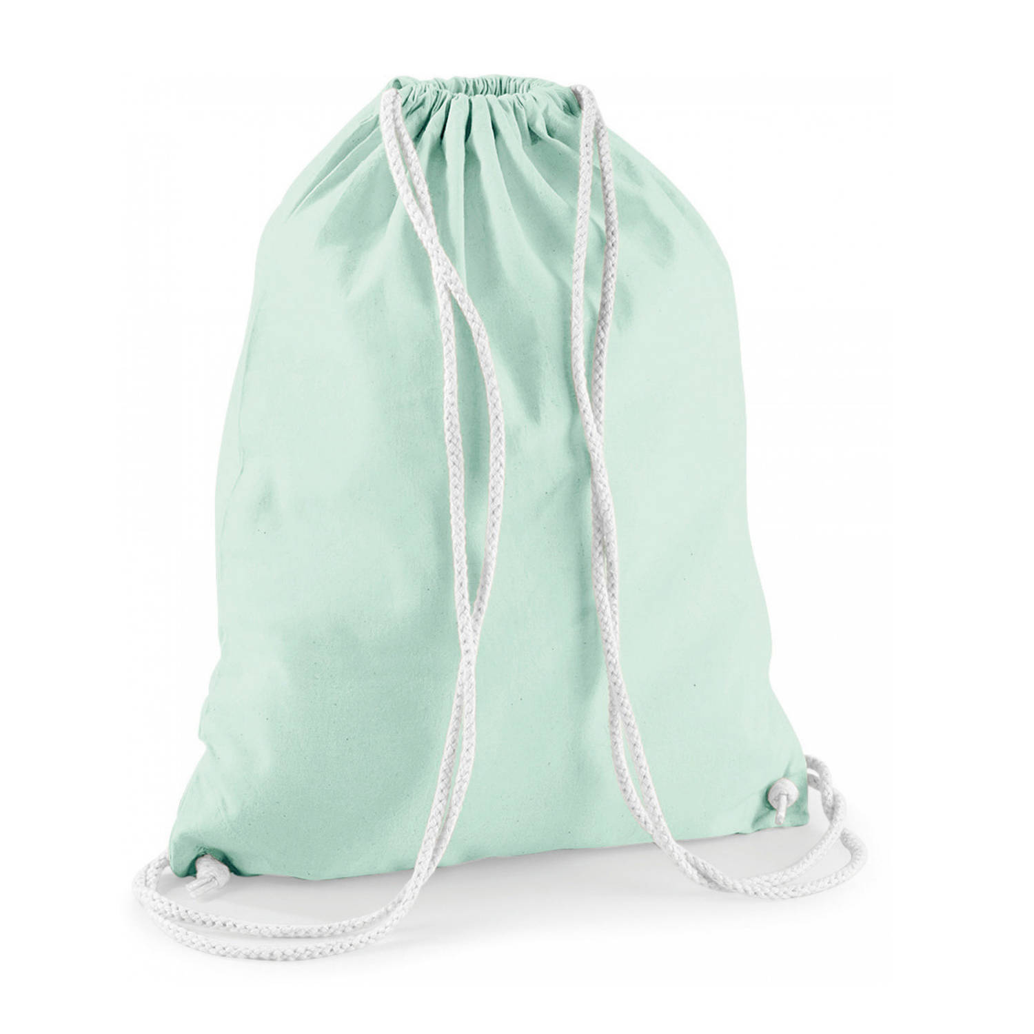 Bellatio Design Sport Gymtas Mint Met Rijgkoord 46 X 37 Cm Van Katoen - Gymtasje - Zwemtasje - Groen