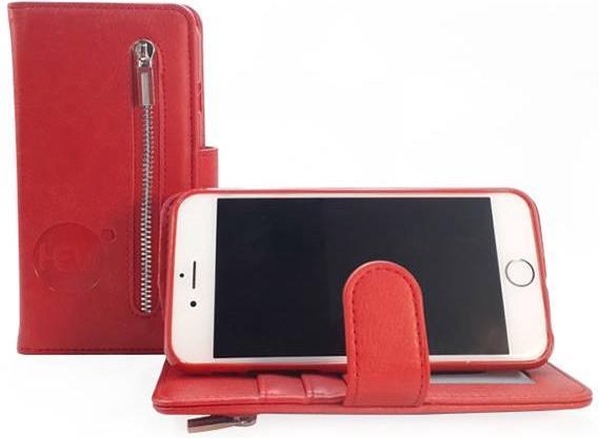 Hem Apple Iphone 12 Pro Max - Burned Red Leren Rits Portemonnee Hoesje - Lederen Wallet Case Tpu Meegekleurde Binnenkant- - Zwart