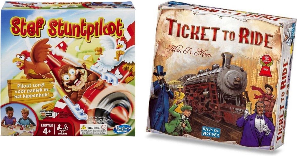 Spellenset - Bordspel - Stef Stuntpiloot & Ticket To Ride Usa