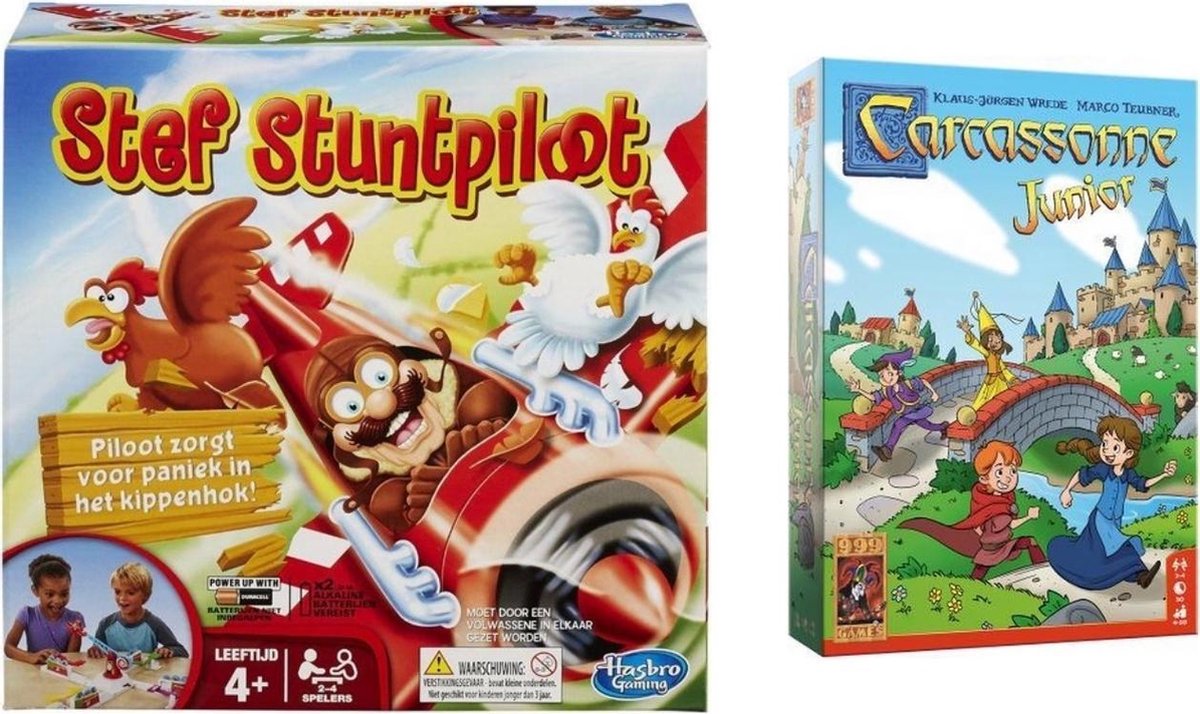 Spellenset - Bordspel - Stef Stuntpiloot & Carcassonne Junior