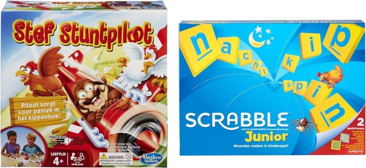 Spellenset - Bordspel - Stef Stuntpiloot & Scrabble Junior