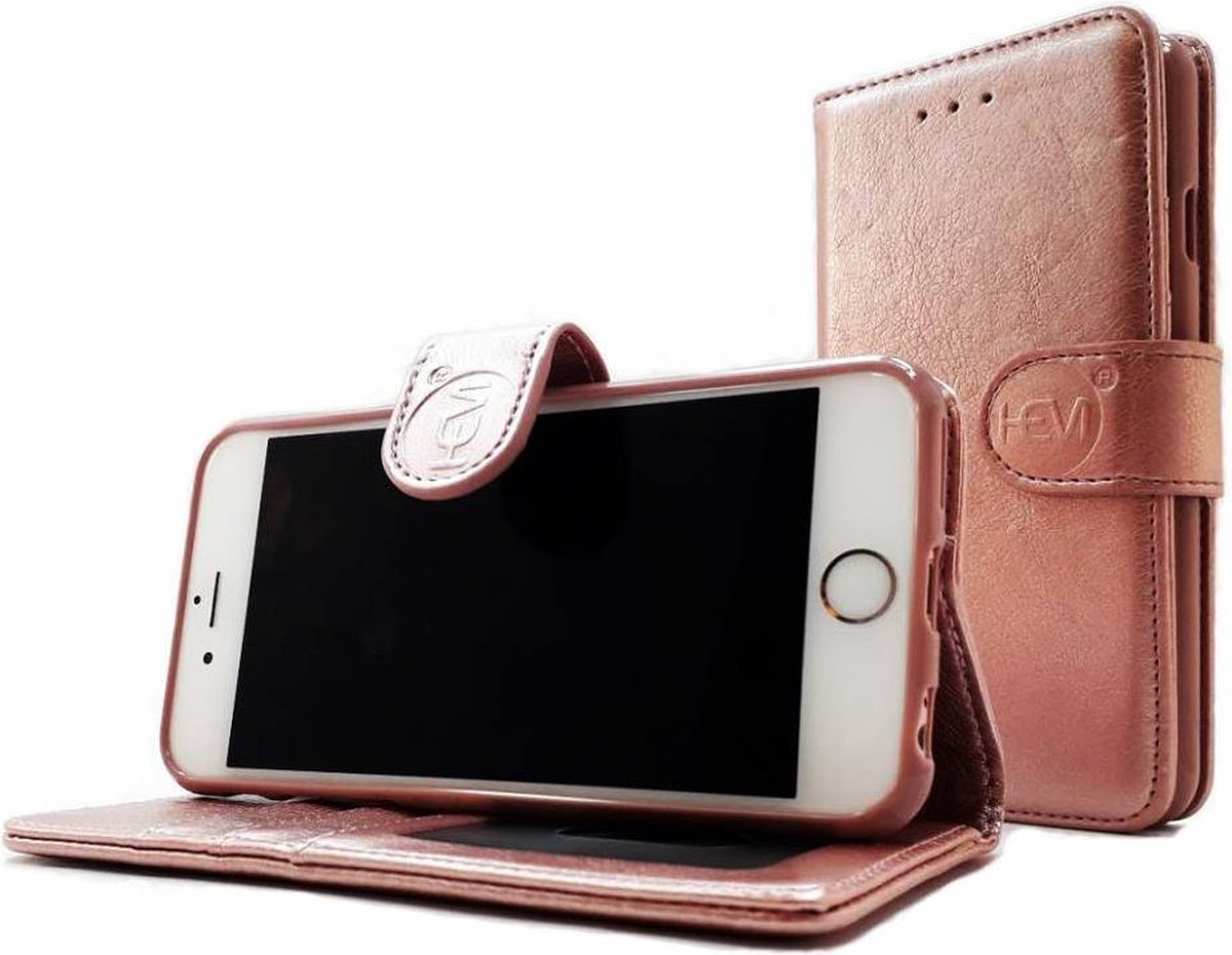 Hem Apple Iphone 12 - Rose Gold Leren Portemonnee Hoesje - Lederen Wallet Case Tpu Meegekleurde Binnenkant- Book Case - Flip - Roze