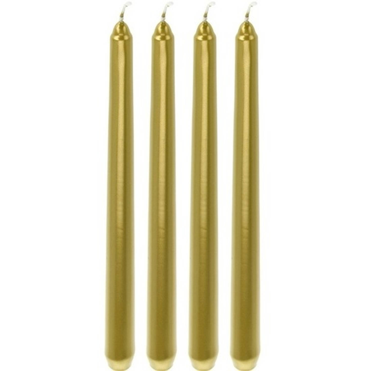 Bellatio Decorations 4x Lange Kaarsen 25 Cm - Dinerkaarsen - Goud