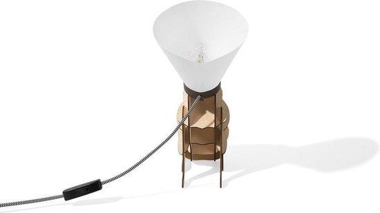 Beliani Isna Tafellamp Multiplex 21 X 21 Cm - Bruin