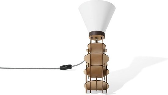 Beliani Isna Tafellamp Multiplex 21 X 21 Cm - Bruin