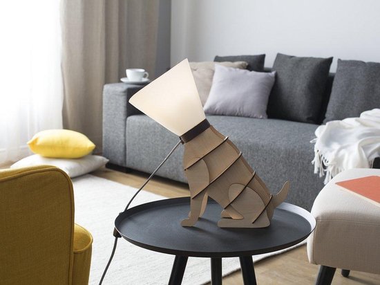 Beliani Isna Tafellamp Multiplex 21 X 21 Cm - Bruin