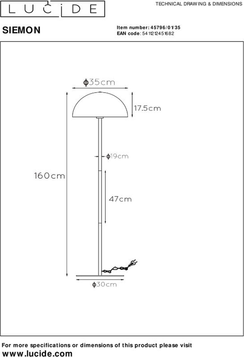 Siemon Vloerlamp--ø35-1xe27-40w-staal - Blauw