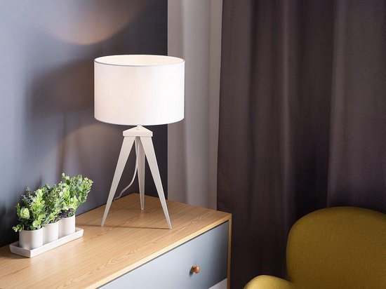 Beliani Stiletto Tafellamp Wit Polyester 28x28x55 - Zwart