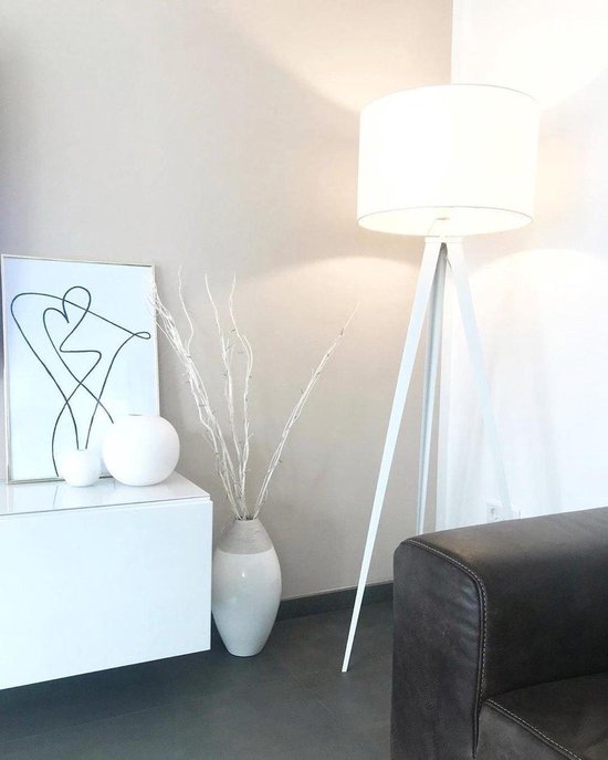 Beliani Stiletto Tafellamp Wit Polyester 28x28x55 - Zwart