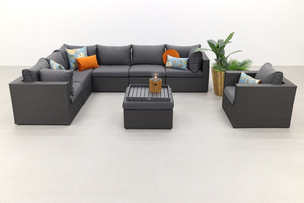 SUNS Parma Loungeset - Inclusief Stoel + Middenelement - Antraciet - Grijs