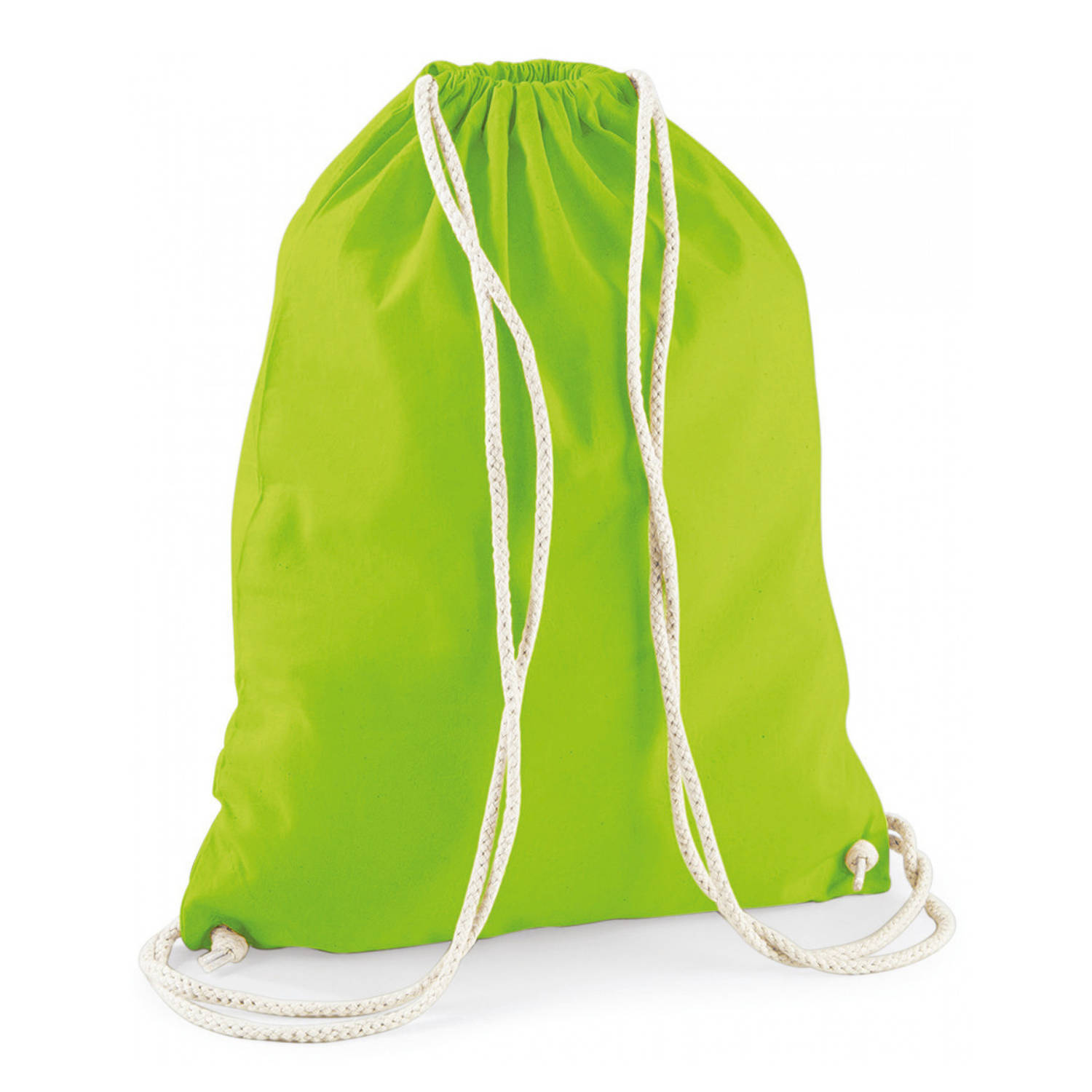 Bellatio Design Sport Gymtas Lime Met Rijgkoord 46 X 37 Cm Van Katoen - Gymtasje - Zwemtasje - Groen