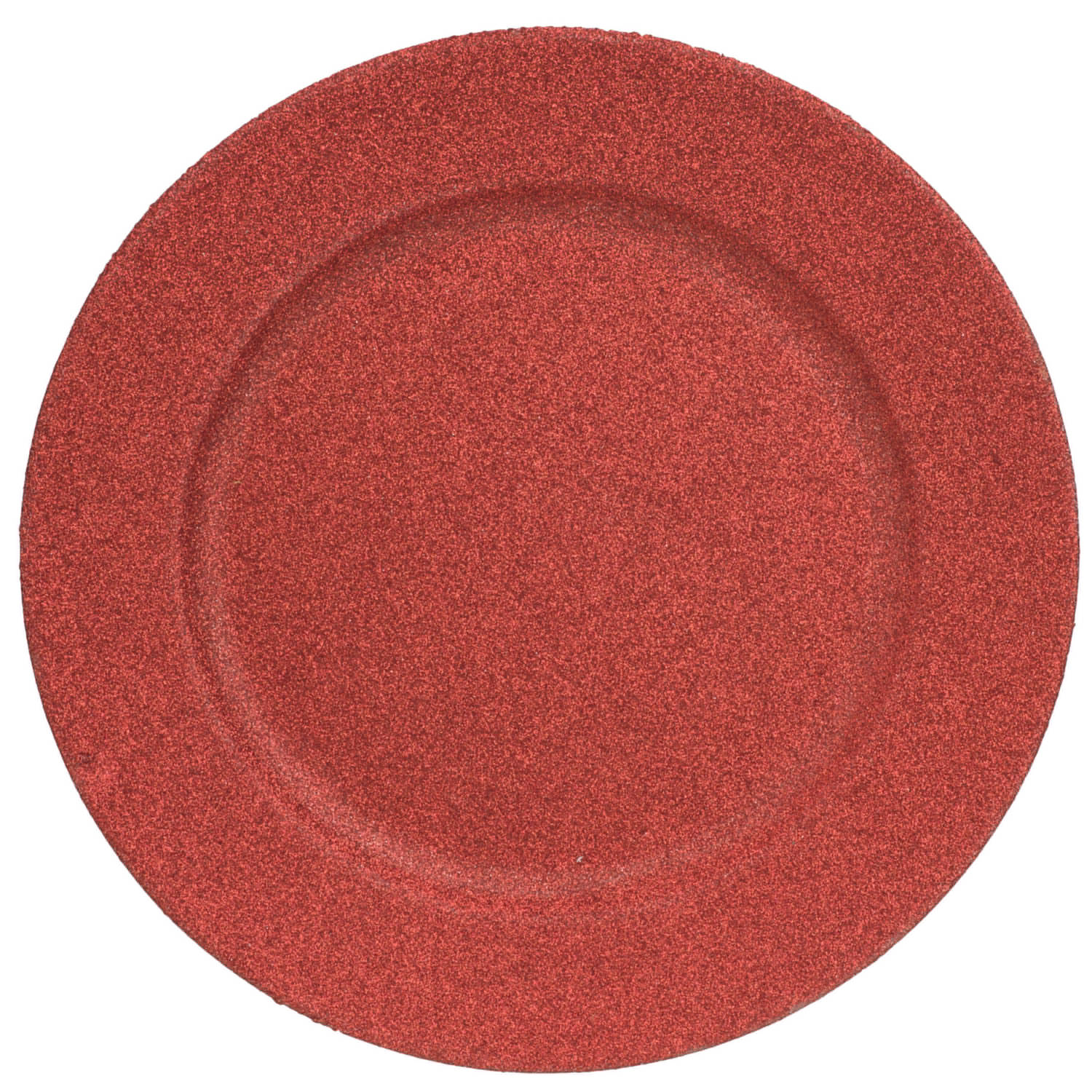 Bellatio Decorations 1x Ronde Kaarsenborden/onderborden Met Glitter 33 Cm - Kaarsenplateaus - Rood