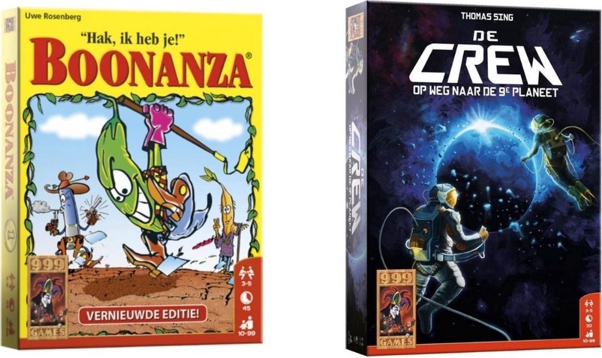 999Games Spellenbundel - Kaartspellen - 2 Stuks - Boonanza & De Crew