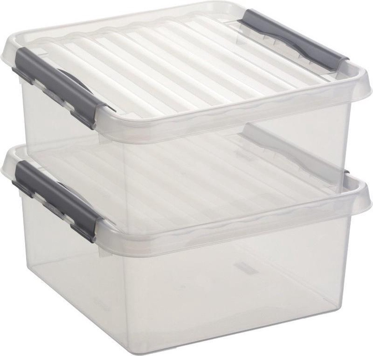 2x Kunststof Stapelbare Opbergbak 18 Liter 40 X 40 X 20 Cm - Opbergbox