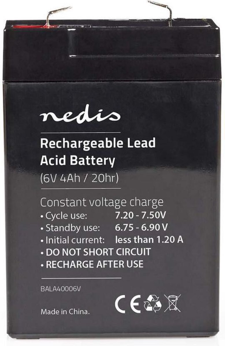 Nedis Oplaadbare Loodaccu 70 Mm - Zwart