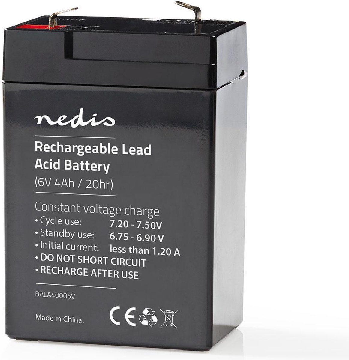 Nedis Oplaadbare Loodaccu 70 Mm - Zwart