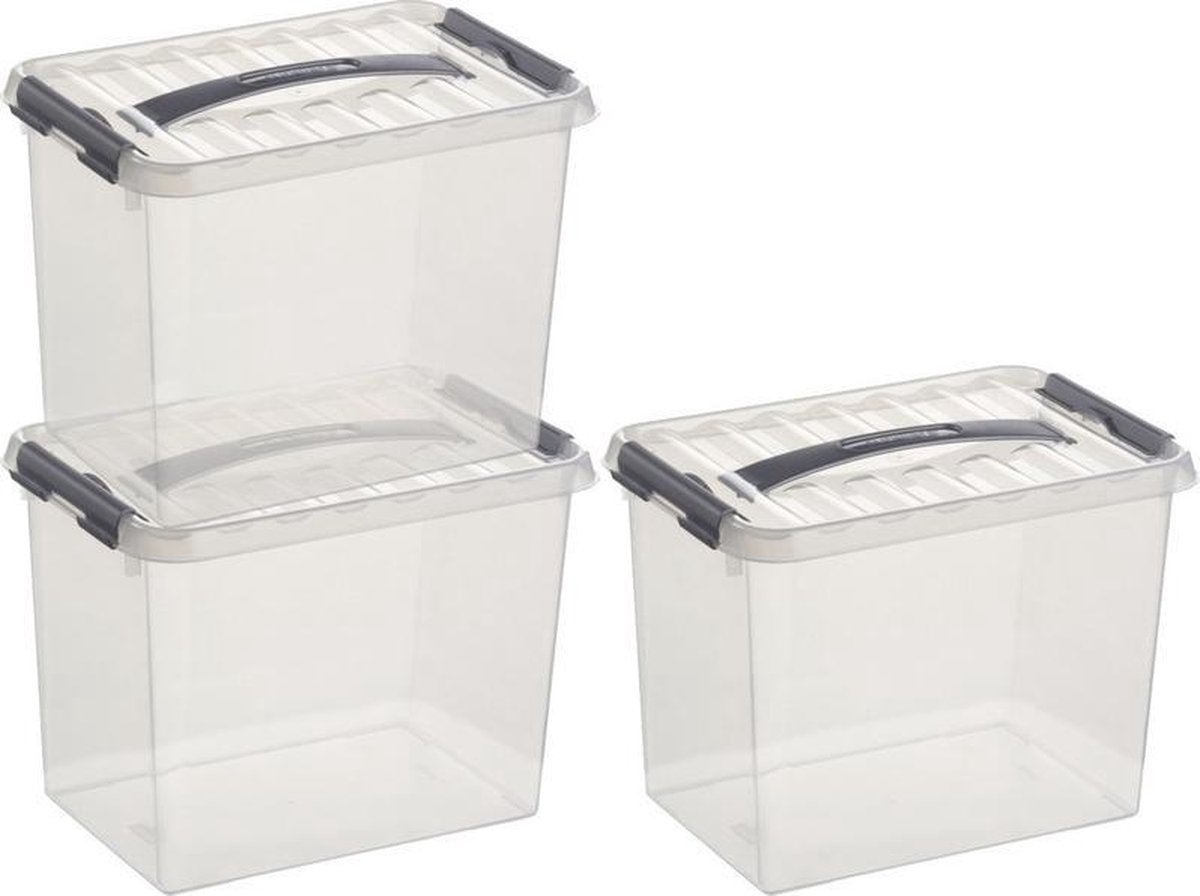 3x Kunststof Stapelbare Opbergbak 9 Liter 30 X 20 X 22 Cm - Opbergbox