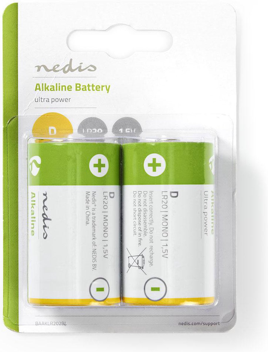 Nedis Alkaline-batterij D - Baaklr202bl - - Groen