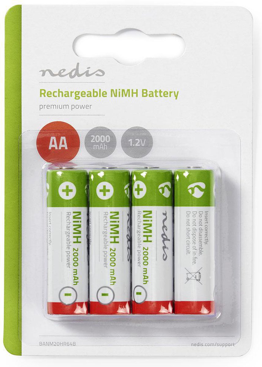 Nedis Oplaadbare Nimh-batterij Aa - Banm20hr64b - - Groen