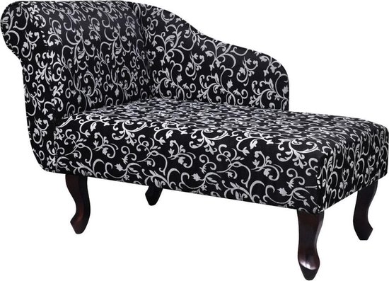 Vidaxl Chaise Longue Stof En Wit - Zwart