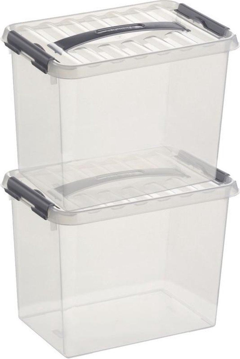 2x Kunststof Stapelbare Opbergbak 9 Liter 30 X 20 X 22 Cm - Opbergbox