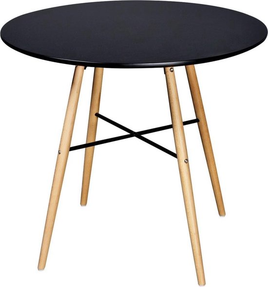 Vidaxl Eettafel Rond Mdf - Negro