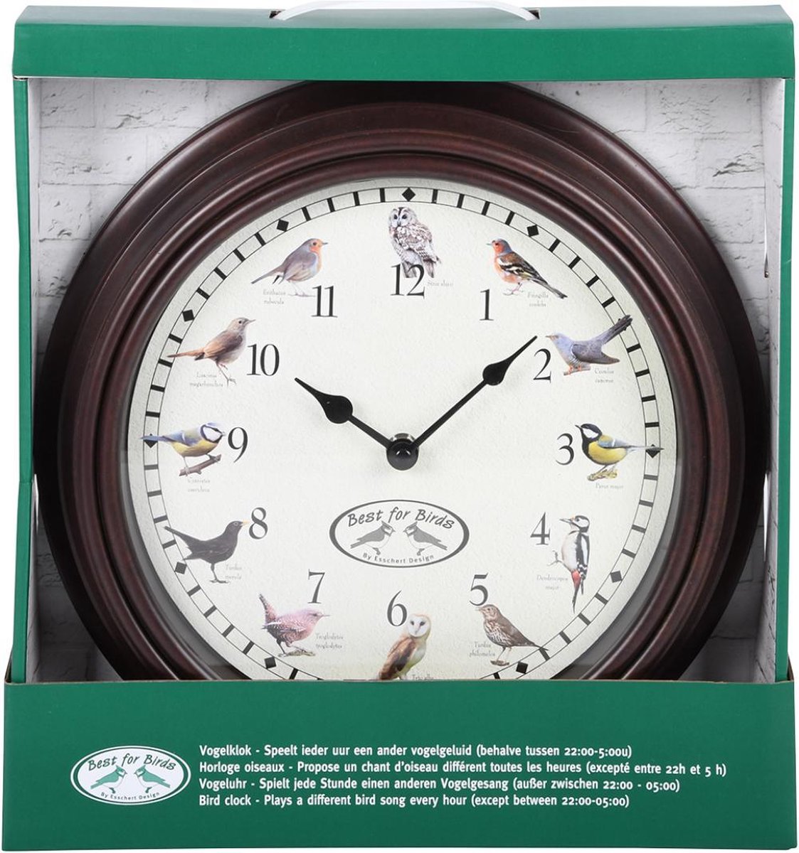 Esschert Design Wandklok Met Vogelgeluiden